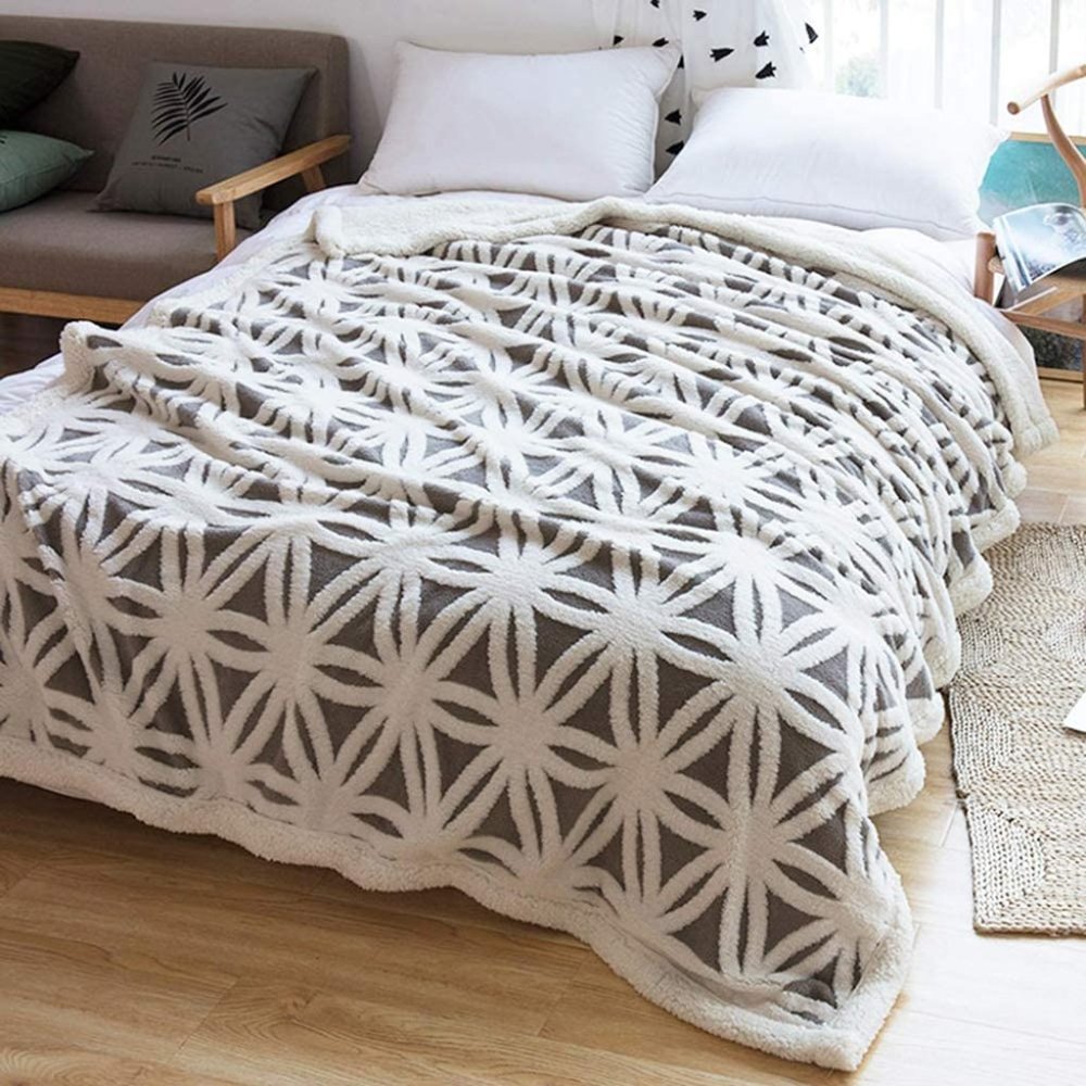 Luxury Oversized Sherpa Blanket Gray Extra Large